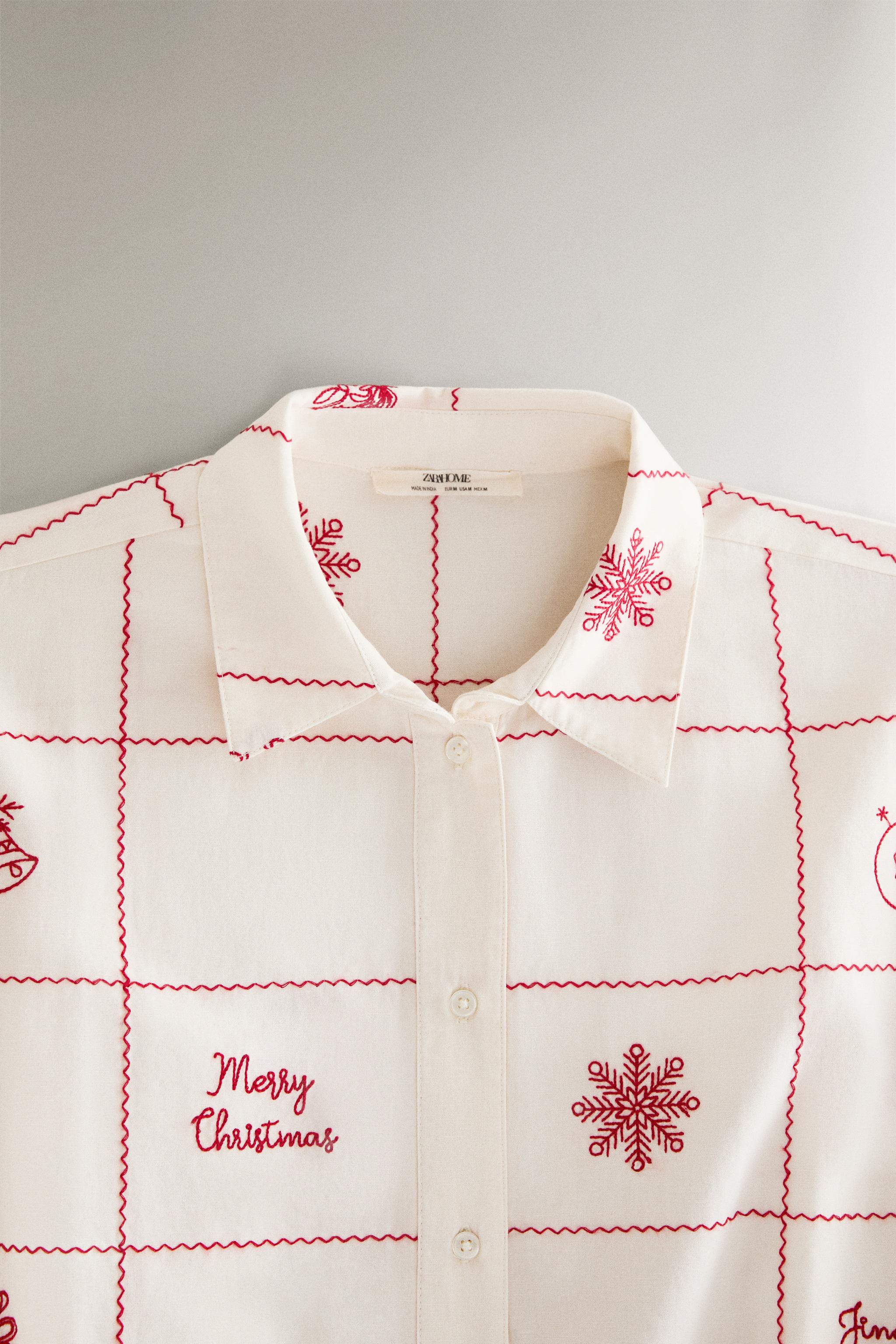 CHEMISE À CARREAUX BRODÉE NOËL